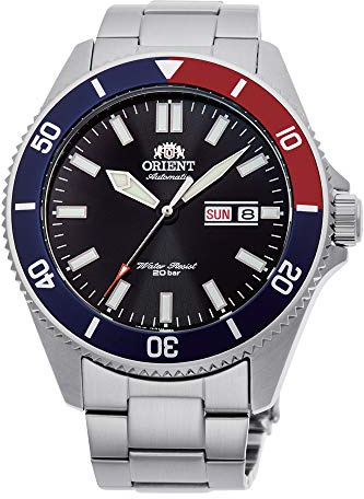 Orient Kano/Big Mako Men's Automatic Manual Winding Mechanical Sports Steel Silicone Wrist Watch - Underwater, Pepsi, Bracelet