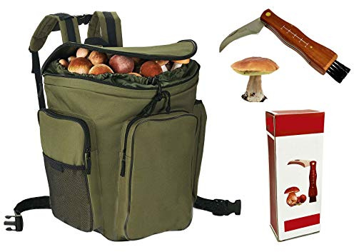 Couteau + panier à dos en osier porte champignons vert gerla panier montagne cueillette champignons cm 41 x 28,5 x 38,5 h