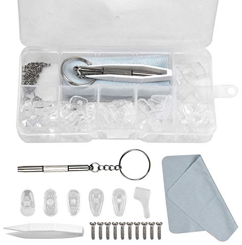 Nasenpads 25 Paare Brillen Nasenpads Silikon, Weiche, PVC Rutschfeste Luftkammer Nasenpads Brillenreparaturset für Gläser Sonnenbrille Brille mit Reinigungstuch Pinzette and Micro Schraubendreher