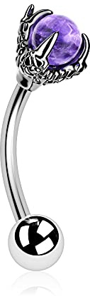 OUFER Rook Earrings Dragon Claw Eyebrow Rings 316L Surgical Steel 16G Curved Barbell Rook Daith Piercing Jewelry
