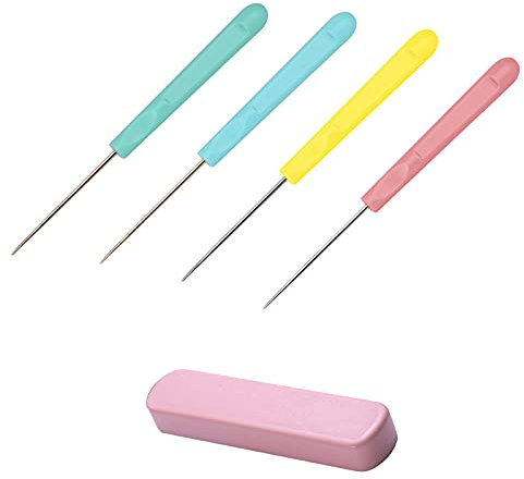 4 Pcs Hand Craft DIY Tool Set Plastics Handle Scratch Awl Sewing Awl Tool for Sewing, DIY Handicrafts