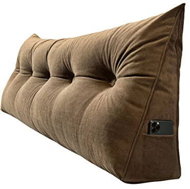 Großen Dreieckigen Kissen, Couchkissen Rückenlehne Bett Lesekissen Für Bett Und Sofa Keilkissen Wandkissen Groß Rueckenkissen Mit Abnehmbarem Deckel (Color : Brown, Size : 180cm)