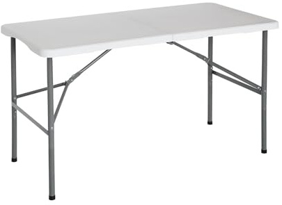 7H SEVEN HOUSE Mesa Plegable 122cm Rectangular Blanca Klapptisch, 122 cm, rechteckig, weiß, Catering, Polyethylen mit hoher Dichte, 122x60x74cm
