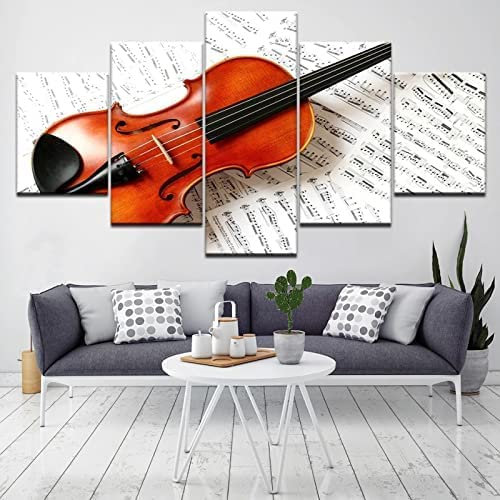 Leinwanddrucke Modern Home Wand Dekor Geige Klassische Musik Mit Rahmen 150 X 100 Cm Poster Gemälde 5 Stück Leinwände Drucken Modulare Bild Kunst Hd Malerei Kunstwerke