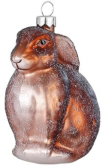 Christbaumschmuck Hase 9cm Glas Dekofigur zum Aufhängen Braun - Weihnachtsbaum Anhänger - Weihnachtshase & Tiere - Handbemalter Weihnachtsbaumschmuck