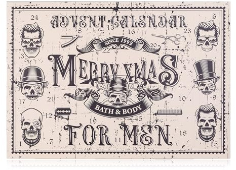 Accentra-Calendrier de l'Avent Cosmétique pour hommes avec 24 produits de soin Beauté pour hommes -Calendrier de Noël Soins avec lotion corporelle après-rasage,savon,gel douche,soins de la barbe, etc.
