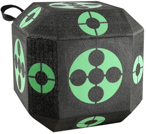 VEVOR 381 x 381 x 381 mm Zielscheibe Bogenschießen, Würfel Bogenziel für Recurvebogen Compoundbogen oder Langbogen, Tragbares Bogenpfeilziel für Kinder Jugend Erwachsene Bogenschießeneiß Schwarz