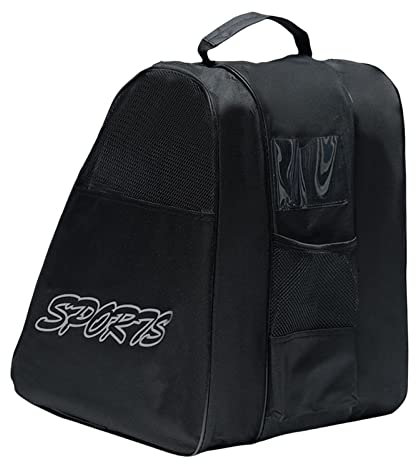 Tiuimk Schlittschuh-Tasche, atmungsaktiv, Aufbewahrungstasche, Handtaschen, Rollschuh-Tasche, Schwarz