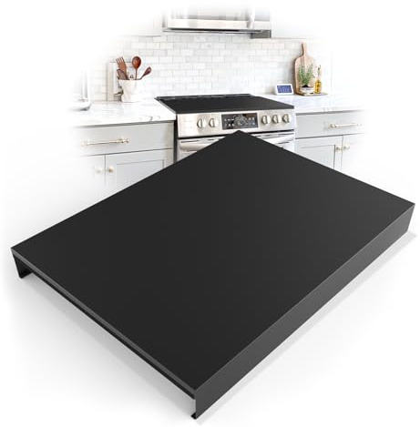 Stainless Steel Gas Stove Top Cover, Multi-functional Noodle Board, Cooktop Cover for Expanding Kitchen Space, Robust and Durable, 30x 22x2.7, Black