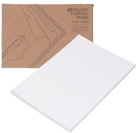 Thermodruckerpapier A4, 100 Blatt Thermopapier, Hochwertiges Etikettenpapier für Dokumente, Langlebig Stabil, Klarer Druck, Breite Anwendung für Barcode Etiketten und Bürobedarf