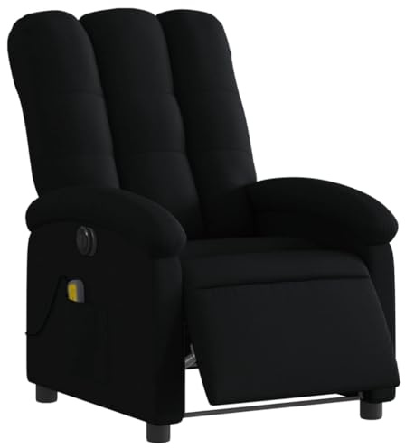 vidaXL Massagesessel Elektrisch, Sessel Verstellbare Rückenlehne Fußteil, Fernsehsessel Relaxsessel mit Liegefunktion, Liegesessel Polstersessel Ruhesessel, Schwarz Stoff