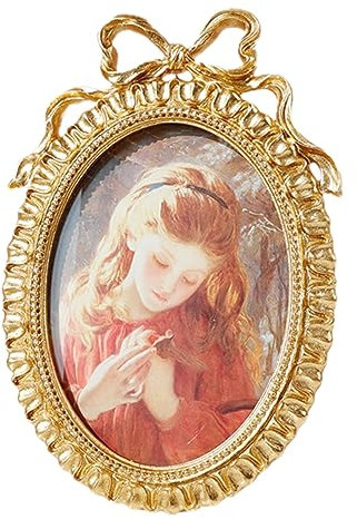 OUNONA Vintage geprägter Fotorahmen Bilderrahmen im europäischen Stil Fotorahmen zum Aufhängen an der Wand Vintage- Wohnkultur Vintage-Bilderrahmen Bilderrahmen für schreibtisch Oval