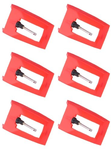 Aguja de Disco de Tocadiscos Roja 6piezas Repuesto para Fonógrafo | Plástico y Aluminio, Instalación Sencilla, Sonido Claro, para Vinilo y Reproductor Antiguo