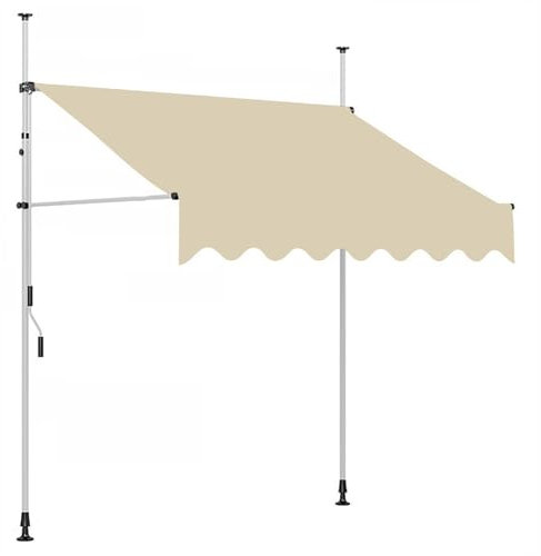 DJJYCTNM Markise Balkon Ohne Bohren, Klemmmarkise Balkon, Terrassen-Markisenabdeckung, Terrassenüberdachung, Sunsetter Deck-Markisen mit Manueller Kurbel (Color : Ivory White, Size : 400cm/158in)