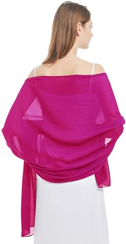 Ciormis Fuchsia Chiffon Evening Shawl for Women- Formal Chiffon Shawls Scarves for Bridal Wedding Party Dresses(Fuchsia)