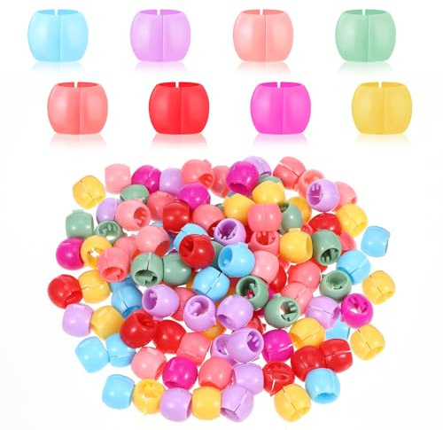 100 Stück Bunt Haarperlen zum Klipsen, Regenbogen Haarclips Mini Kunststoff Haarspange Perlen Niedliche Bonbonfarben Haarschmuck Mädchen für Frauen Pferdeschwanz Zopf