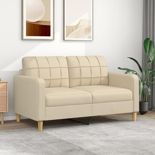 Homgoday 2-Sitzer-Sofa, Creme, 140 cm, aus Stoff, für den Außenbereich, für den Garten, Bett, Sofa, Couch, Gartensofa, Wohnzimmer, Terrasse, Außenbereich, Möbel mm