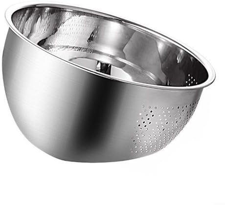 HEBEOT 304 Edelstahl-Reis-Waschschüssel, Reis-Waschschüssel, Reissiebnetz, Sieb-Dampfkörbe, Abtropfen und Spülen für Gemüse, Obst und Reis