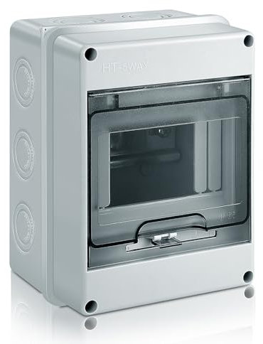 Zeawavsl Scatola Elettrica da Esterno IP65, 5 Moduli Scatola dei Fusibili Impermeabile con Morsettiera, Quadro Elettrico per Trasparente Impermeabile in Giardino o in Altre Aree (5 Moduli)