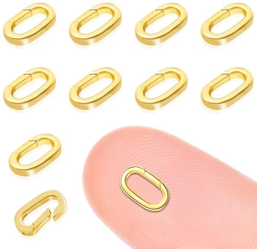 10 Stück Ovaler Karabinerverschluss für Halsketten Federverschlüsse aus Edelstahl Armband Verschlüsse Schlüsselanhänger Verschlussverschlüsse Halsketten Clips Verkürzer für Schmuckherstellung (S)