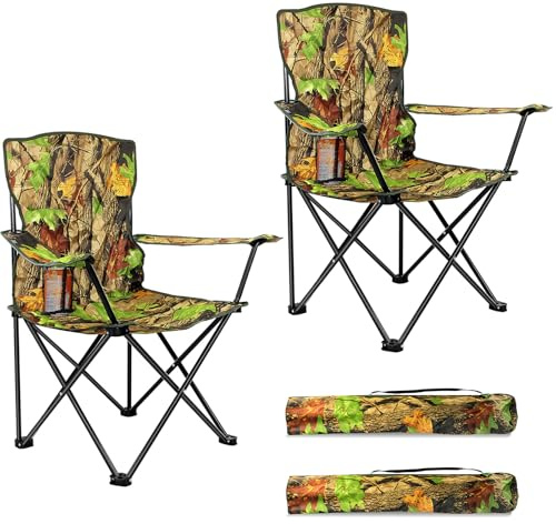 Crystals Camping Chair Heavy Duty, Compact Structure, Lightweight, Waterproof & Foldable with Cup Holder, Ideal for Garden, Fishing, Picnic, Camping & Travel Comfort (Two Chairs)