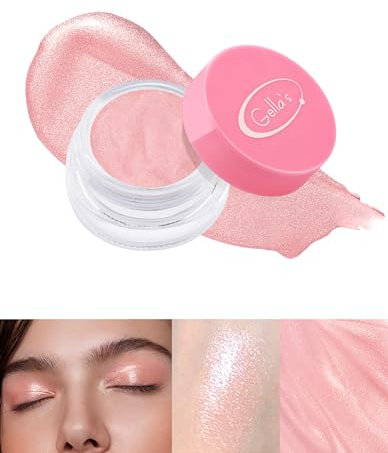 Jutqut Lidschatten Rosa, Hochpigmentiert Shimmer Creme Lidschatten, Wasserfest & Langleg Single eyeshadow 01, Vegan Augen Make Up Verblendbar & Faltenfreies, Anti-Flecken Eye Glitzer Lidschatten
