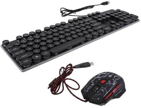 CAXUSD Clavier USB Rétroéclairé LED et Souris Gamer Ergonomique pour Gamers avec Touches Multimédia