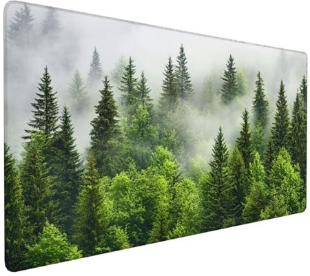 Grün Mauspad 600 x 300 x 3 mm,XXL Gaming Mauspad Wald,Verlängertes Groß Mauspad Schreibtischauflage,Wasserdicht Mauspad,Genähte Kanten Mauspad,rutschfeste Gummibasis,Mauspad Gamer,Geschenk Y-590
