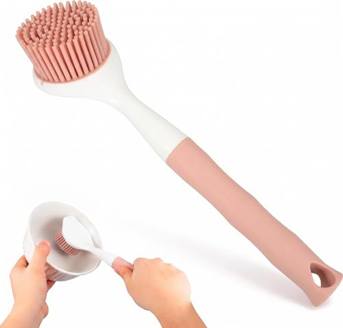 Healeved silikon kök grytborste med ergonomiskt grepp repfri diskborste för tvätt av kastruller och handfat hållbar silikon tvättborste för hemrengöring