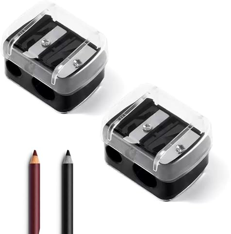 2 Stück Spitzer, Anspitzer Kajalstift, Makeup Sharpener Anspitzer, Kosmetikspitzer, Universal Anspitzers für Augenbrauenstift, Lippenkonturenstift, Eyeliner, Präzisionsklingen, Handlich für Unterwegs