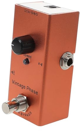 Kleiner E-gitarren Effektor Retro Phase Pedal für E-gitarre | Orange Metall Ausführung, True Bypass Schaltung mit Geräuschreduzierung, Klare Anzeigeleuchten