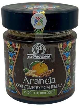 Donna Sikelia Marmellata di Arancia con Zenzero e Cannella Biologica 67% Frutta Lavorata a Mano Senza Conservanti Gusto Intenso e Speziato