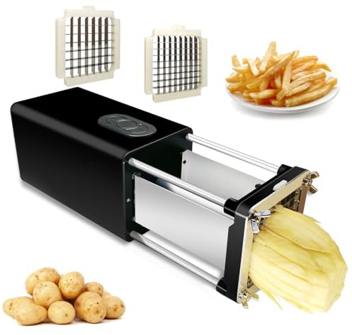 Cutter di Patatine Fritte Commerciali e familiari Professionali elettriche, con Lama da 1/2 Pollici e 3/8 Pollici, Adatto a Patate, Carote