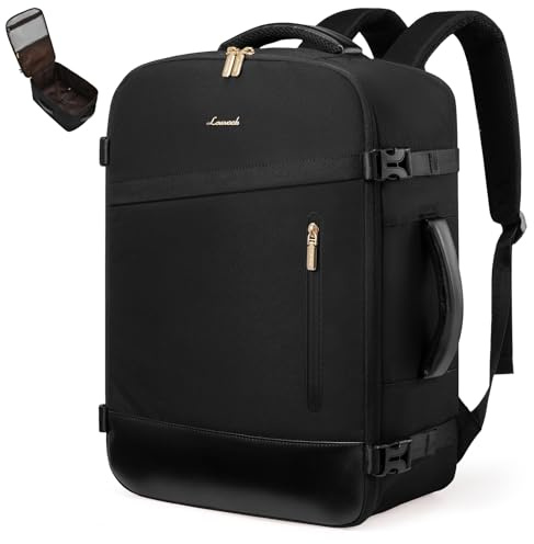LOVEVOOK Ryanair Handgepäck 40x30x20, 24L Travel Handgepäck Rucksack für Damen und Herren, Erweiterbares Design, Ryanair Rucksack, Reiserucksack Cabin Bag für Eurowings, Wizz Air - Schwarz