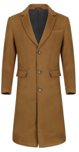Allthemen Cappotto da Uomo Lungo Invernale Coat In Lana Outerwear Slim Fit Colletto Risvolto Trenchcoat Business