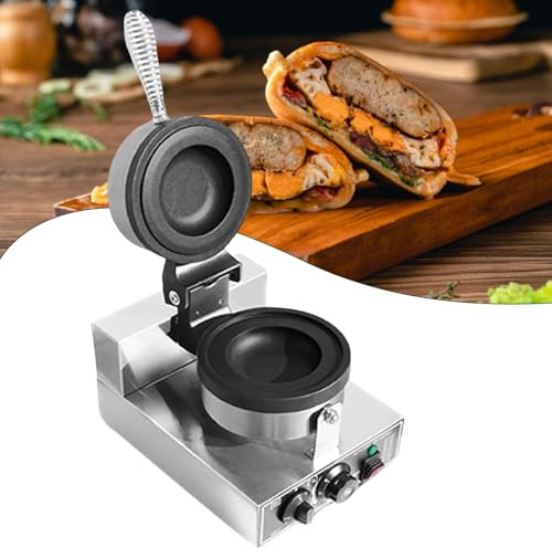 XSDAJSD Prensa eléctrica Antiadherente para paninis, Hamburguesas y wafles, para Interiores con sartén Antiadherente de Hierro Fundido, 110 V