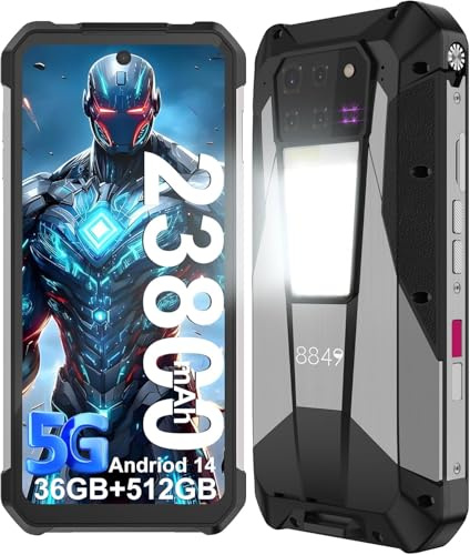 8849 Tank 3 Pro Rugged Smartphone 23800mAh Rugged Projector Phone 36GB+512GB Dual Sim 5G Android 14 Unlocked Mobile Cell Phones 6.79 Big Screen, Camping Light/2TB Expand/OTG 97dB Loud Speaker