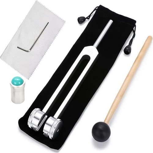 Stimmgabeln zur Heilung mit Edelsteinfuß, 128 Hz Heilinstrument mit abnehmbarer Edelsteinspitze, 128 Hz Stimmgabel-Set, Frequenzheilgeräte für Klangheilungstherapie (blaue Chalcedon-Gabel)