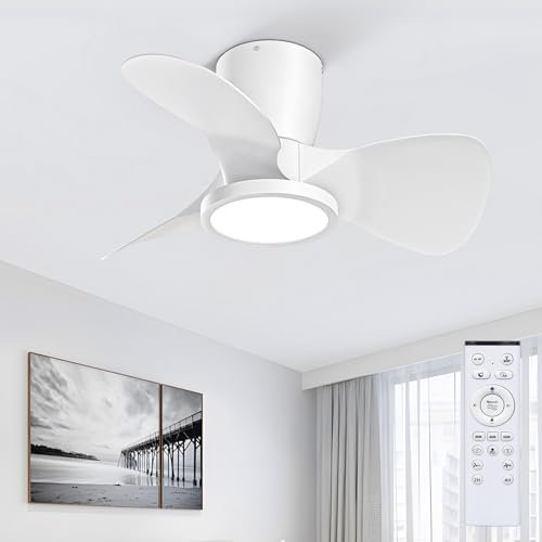 Ateroll Ventilatore da Soffitto con Luce, Ø61cm, Dimmerabile 3CCT (3000K-4000K-5000K), 1500LM Con Telecomando, 6 Velocità, Timer, Adatto per Soggiorno, Cucina, Camera da Letto (bianco latte)