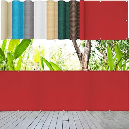 Pantalla de Balcón 125 x 750 cm 220G/M² Densidad HDPE UV Protección Transpirable, Fácil Instalación Pantalla HDPE para Balcón para Jardín, Vayas O Piscina, Rojo