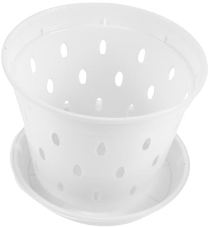 Yardenfun 5 Ensembles Pots à Orchidées Transparent Plastique avec Drainage de Pots de Plantes Respirants avec Soucoupe pour Fleurs et Petites Plantes pour Rempotage et Entretien des