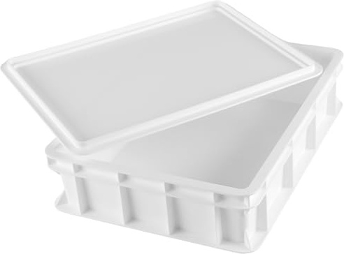 FUNSUEI Pizza & Bread Dough Proofing Box with Lid, 40 x 30 x 10 cm | Large Capacity, Easy Clean Pizza Dough Proofing Tray for Home & Commercial Baking
