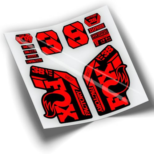 Ref: VP437 Aufkleber, kompatibel mit Fox 38 Gabel, Ebike Kashima 2021-2025, MTB, Sticker, Aufkleber, Aufkleber für Mountainbikes, fluoreszierendes Rot