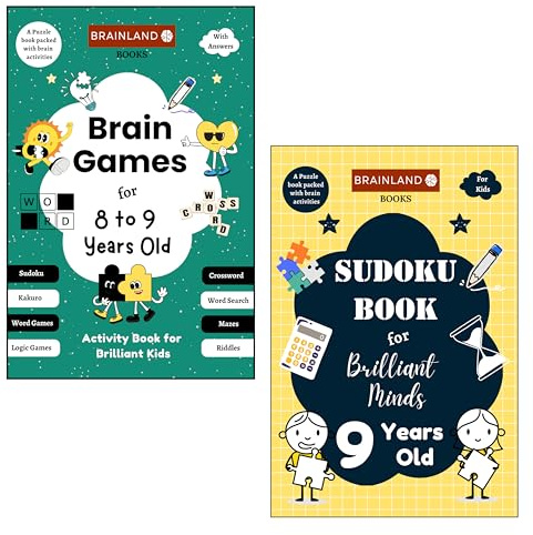 Combo Pack of 2 Books - Suduko and Brain Games for Brilliant Kids - Activity Book for 8 to 9 Years Old Kids | Best Birthday Gift | Brain Boosting Activity Books | Memory Games | Number Games