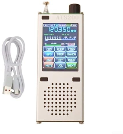 GLFLOW Radio de banda de aviación portátil ATS200 multimodo SSB FM AM Recepción 118-138MHz escáner de banda de aire con pantalla táctil y antena