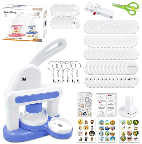 Vmxlso Badge Maker Maschine, 55mm und 35mm, Badge Making Kit, Pin Maker mit Knopfteilen, Kreisschneider, Button Badge Maker für DIY, Party und Geschenke