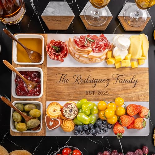 callie moment Personalised Charcuterie Board - Engraved Marble Cheese Board with Name - Custom House Warming Gifts New Home, Bridal Shower, Birthday, Wedding Gifts