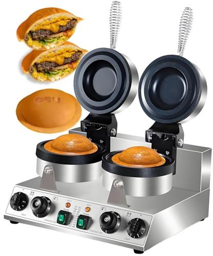 vnmudzeo Commercial Sandwich Waffle Cone Burger Maker,1600 w Double-sided Heating,Household‌ UFO Ice Cream Burger Press Machine