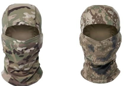 NIYATA 2PCS Balaclava Windproof Ski Mask Face Cover,2PCS Camouflage Full Face Neck Cover Lightweight Breathable Camo Hood Snood for Airsoft, Military, Cycling, Skiing, Hunting, and Outdoor Sports