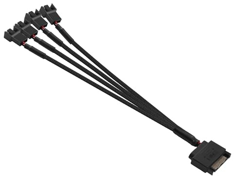 ELFJMZP Câble d'extension ventilateur PC SATA 15 broches vers 4P-2P | Adaptateur PSU, 1 vers 4, 26 cm / 10,5 pouces, Femelle